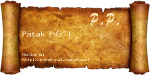 Patak Pál névjegykártya